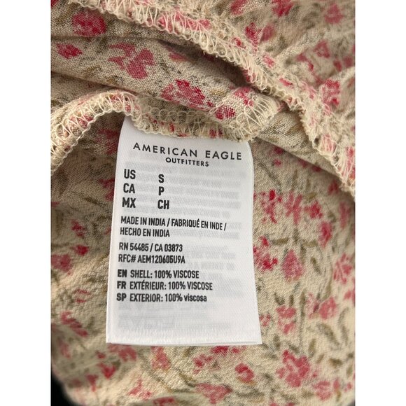 American Eagle Floral Babydoll Blouse Women’s Size Small Long Sleeve Peasant Top - Picture 5 of 10